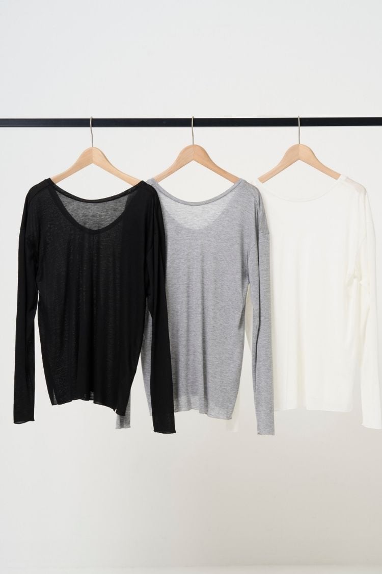 2way Sheer back open T-shirt - BLACK