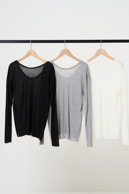 2way Sheer back open T-shirt - BLACK