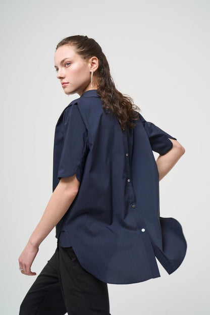 2way Collar Blouse - NAVY