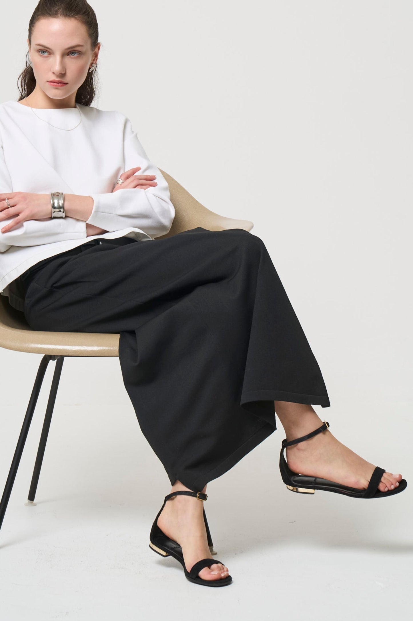 Smooth Gather Knit Skirt - BLACK