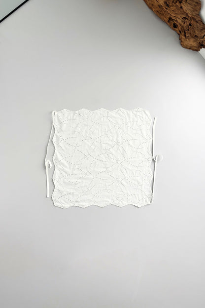 Cotton Lace Triangle Scarf - BLACK・WHITE