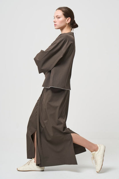 Mannish Pocket Tops - BROWN