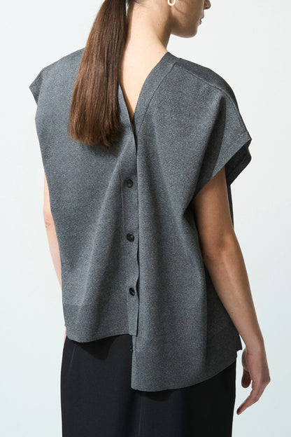 2way Spring Knit Poncho - GRAY