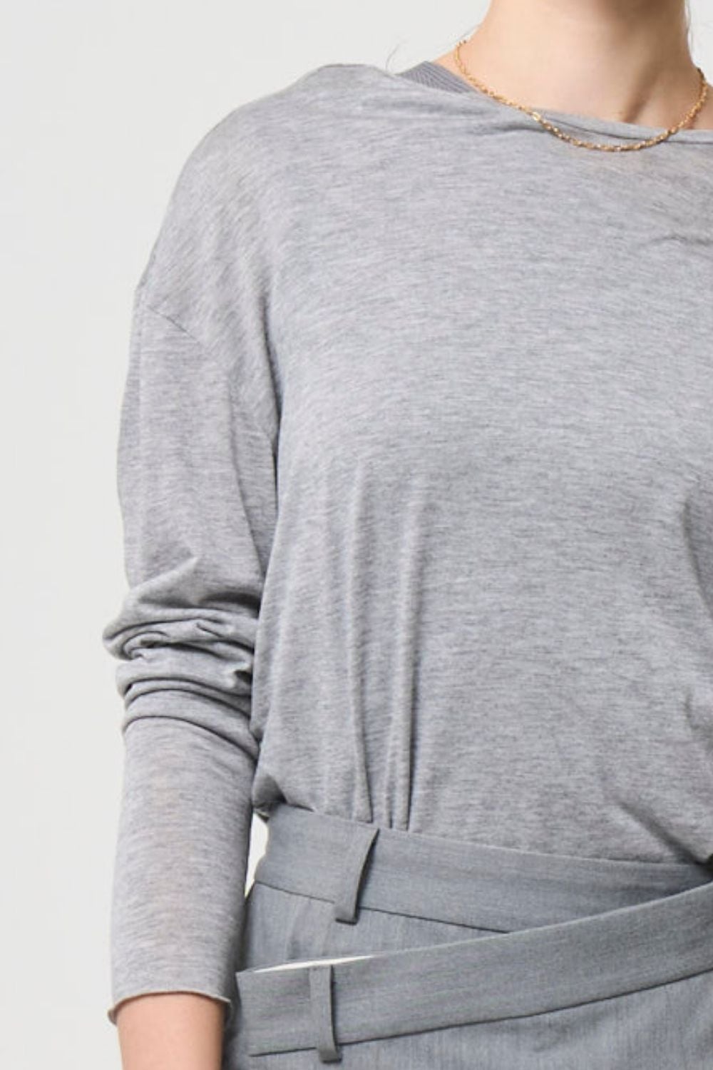 2way Sheer back open T-shirt - GRAY