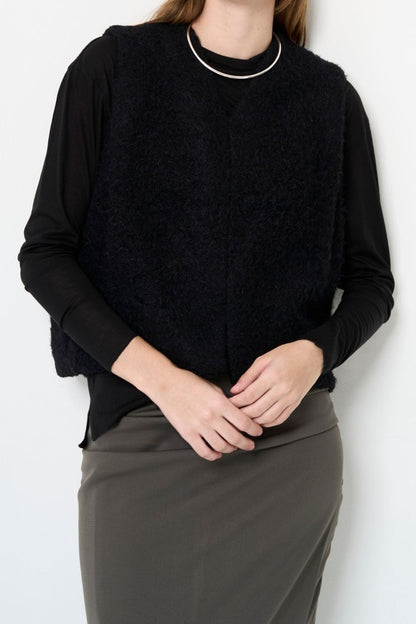 2way Sheer back open T-shirt - BLACK