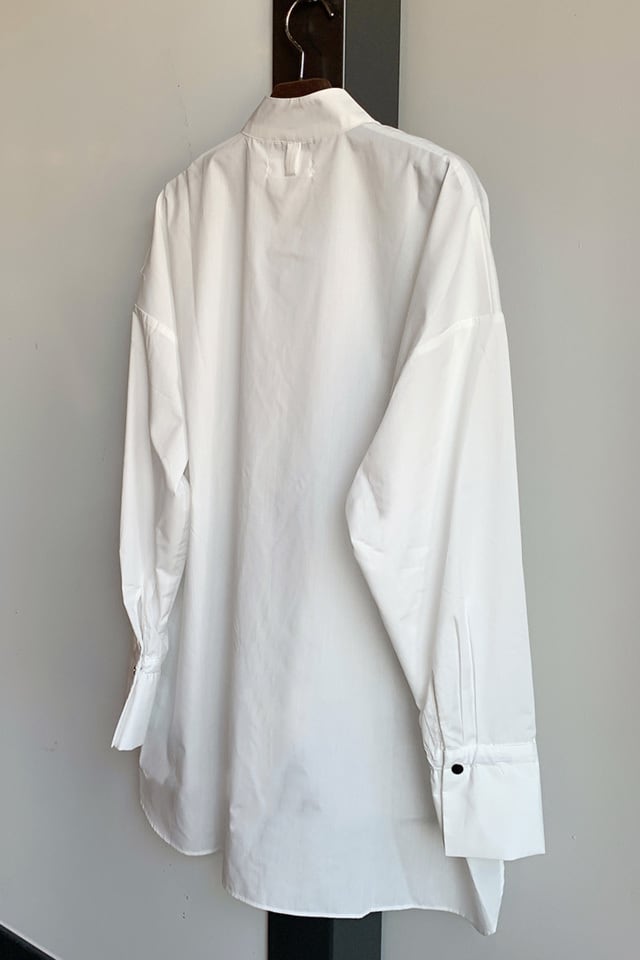 STAND-UP COLLAR OVER SHIRT - WHITE
