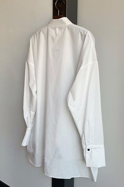 STAND-UP COLLAR OVER SHIRT - WHITE