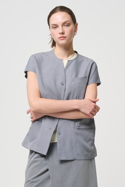 Short Sleeves Shirts Jacket - GRAY