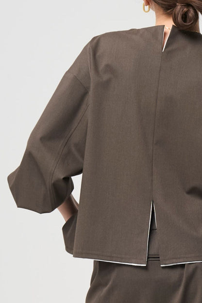 Mannish Pocket Tops - BROWN