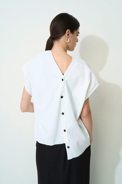 2way Spring Knit Poncho - WHITE