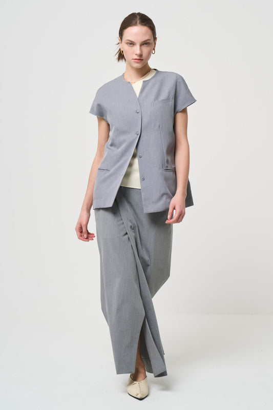 Short Sleeves Shirts Jacket - GRAY