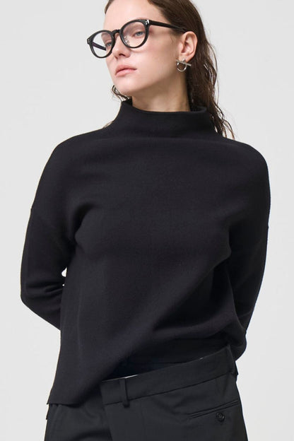 Bottle neck Knit - BLACK