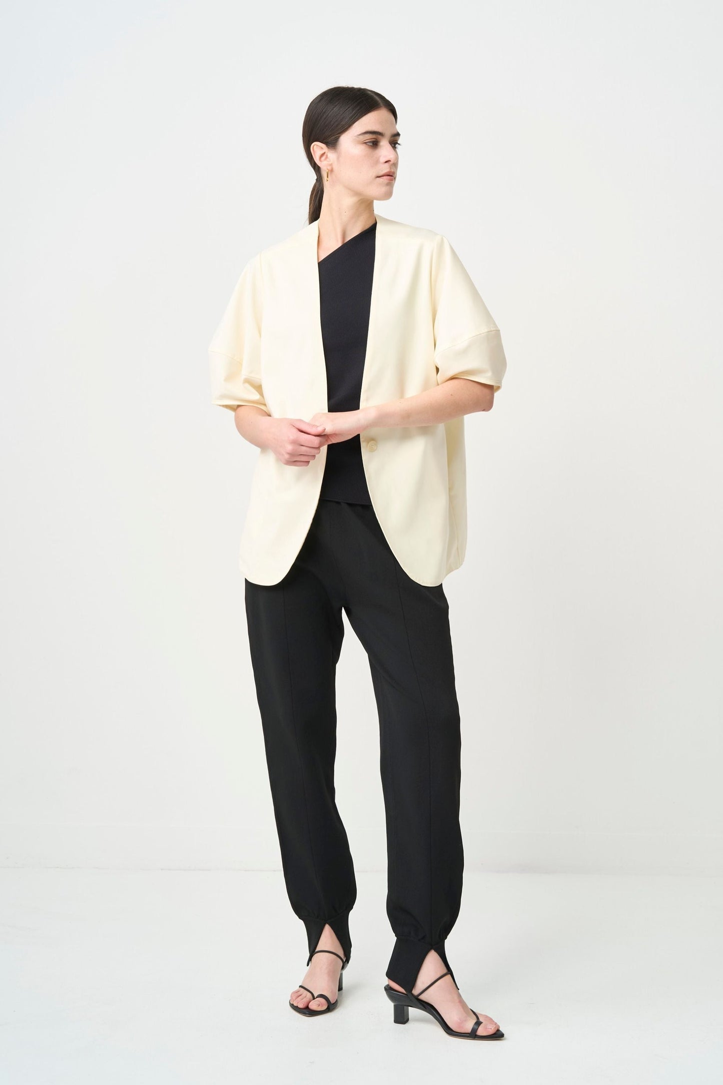 Short Sleeves Cubic Jacket - WHITE