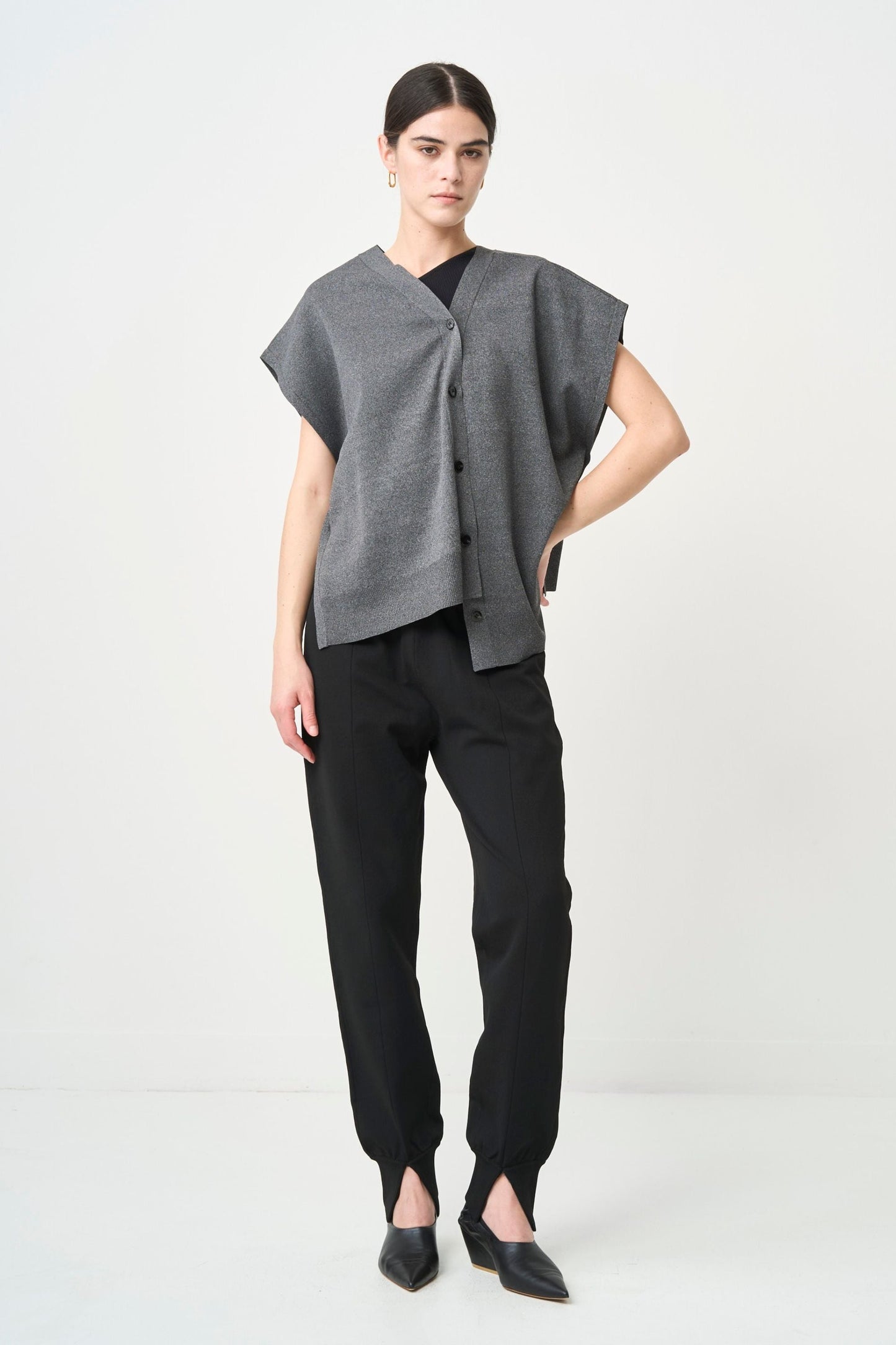 2way Spring Knit Poncho - GRAY