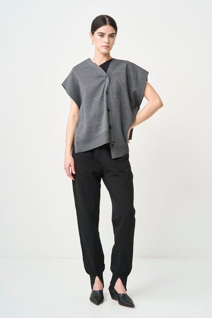 2way Spring Knit Poncho - GRAY