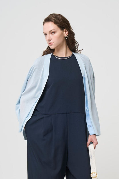 Breathable Cotton Cardigan - BLUE