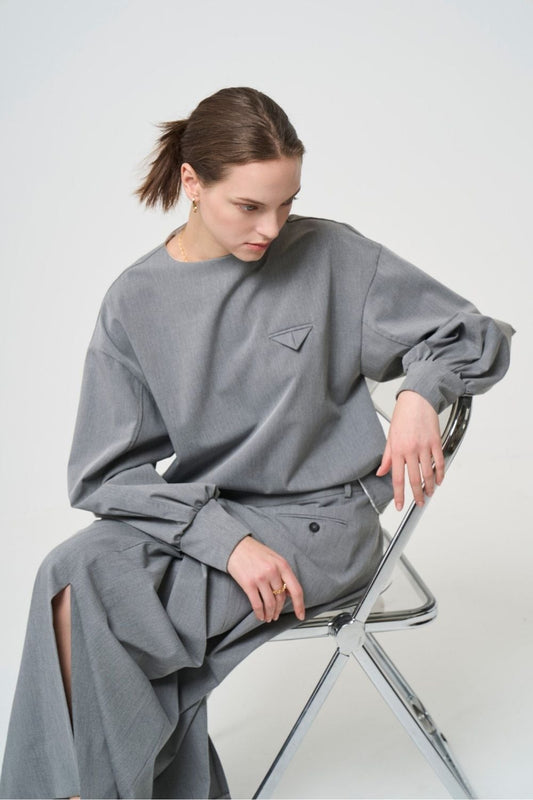 Mannish Pocket Tops - GRAY