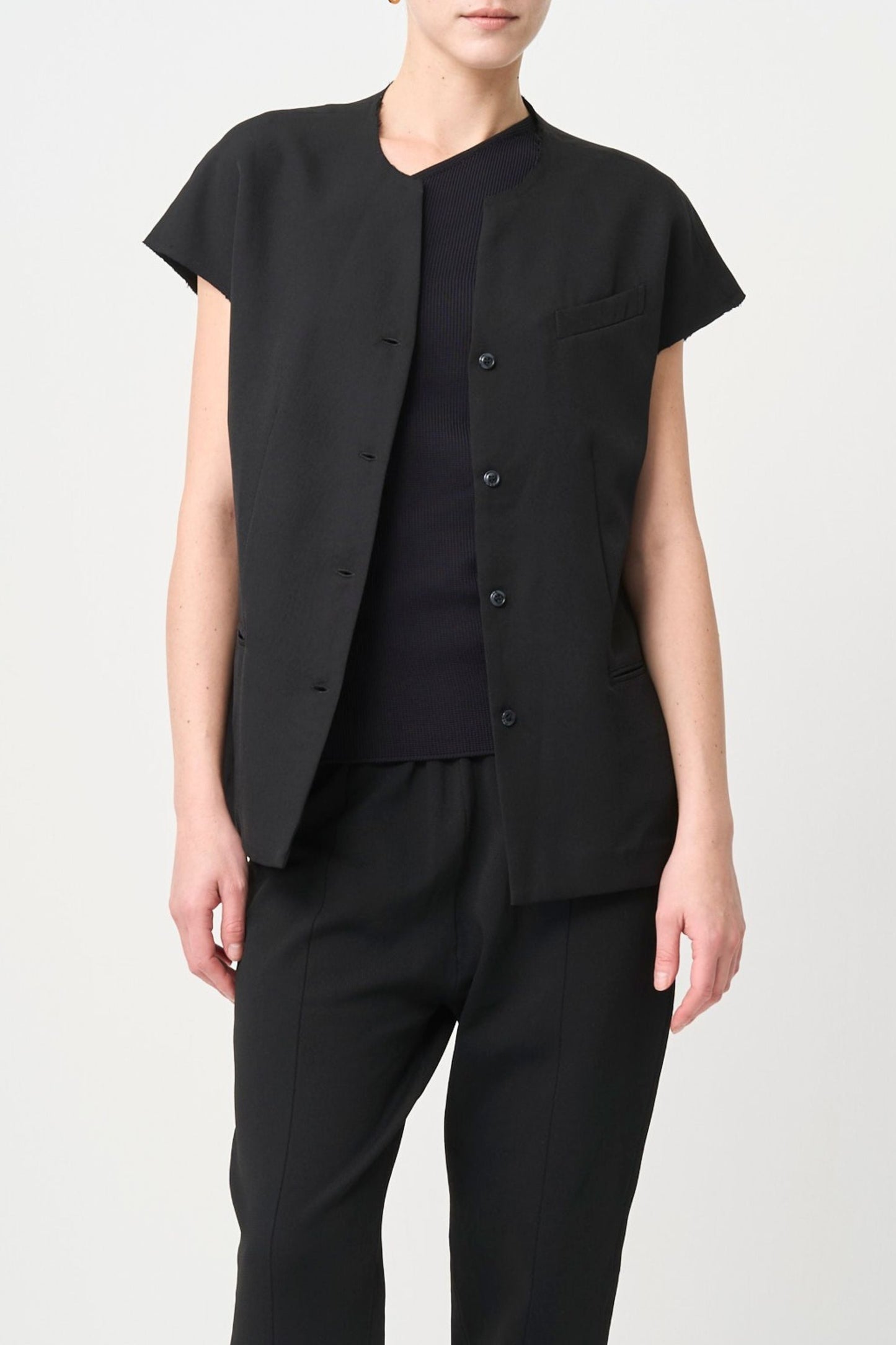Short Sleeves Shirts Jacket - BLACK