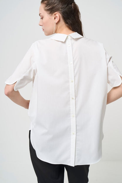 2way Collar Blouse - WHITE