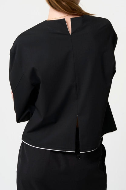 Mannish Pocket Tops - BLACK