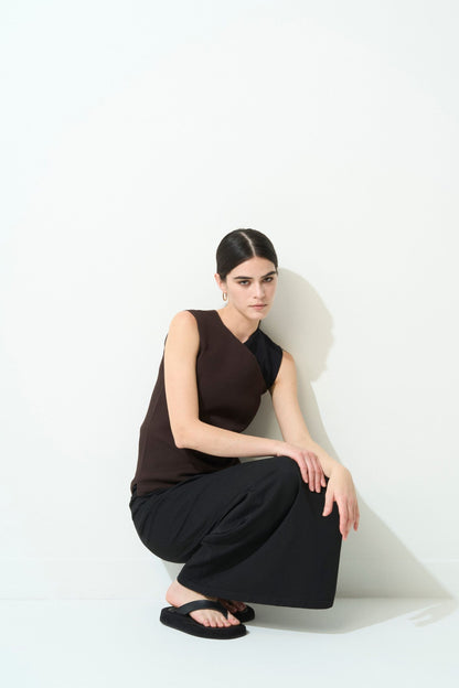 Smooth Gather Knit Skirt - BLACK
