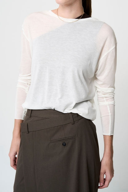 2way Sheer back open T-shirt - WHITE