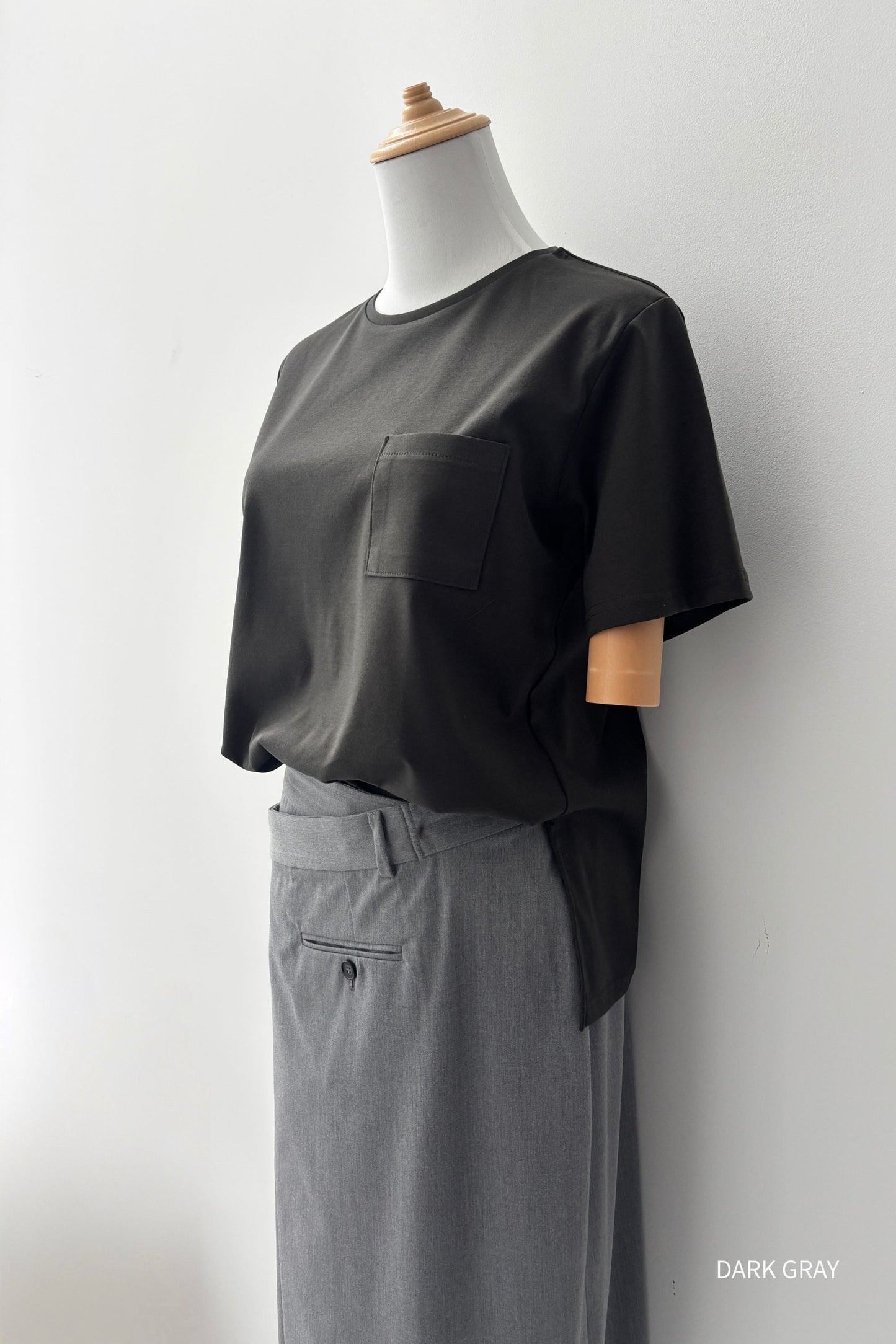 Minimal Pocket Silket T-shirts - BLACK・WHITE・DARK GRAY