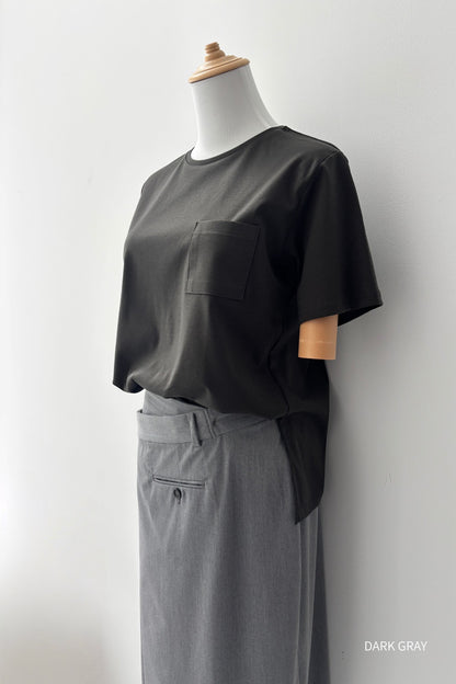 Minimal Pocket Silket T-shirts - BLACK・WHITE・DARK GRAY
