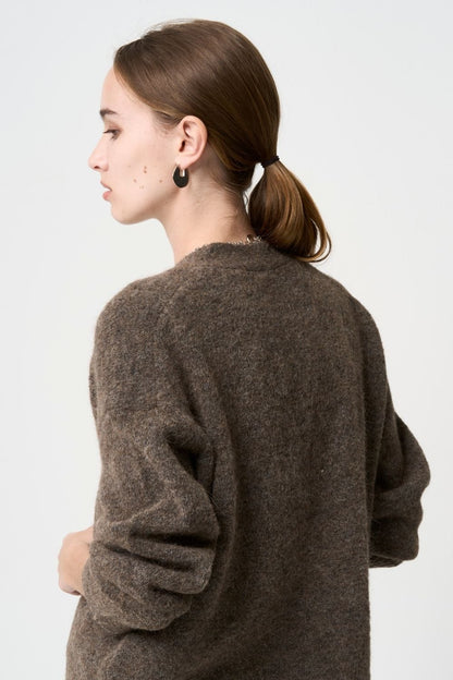 Shaggy Cardigan - BROWN