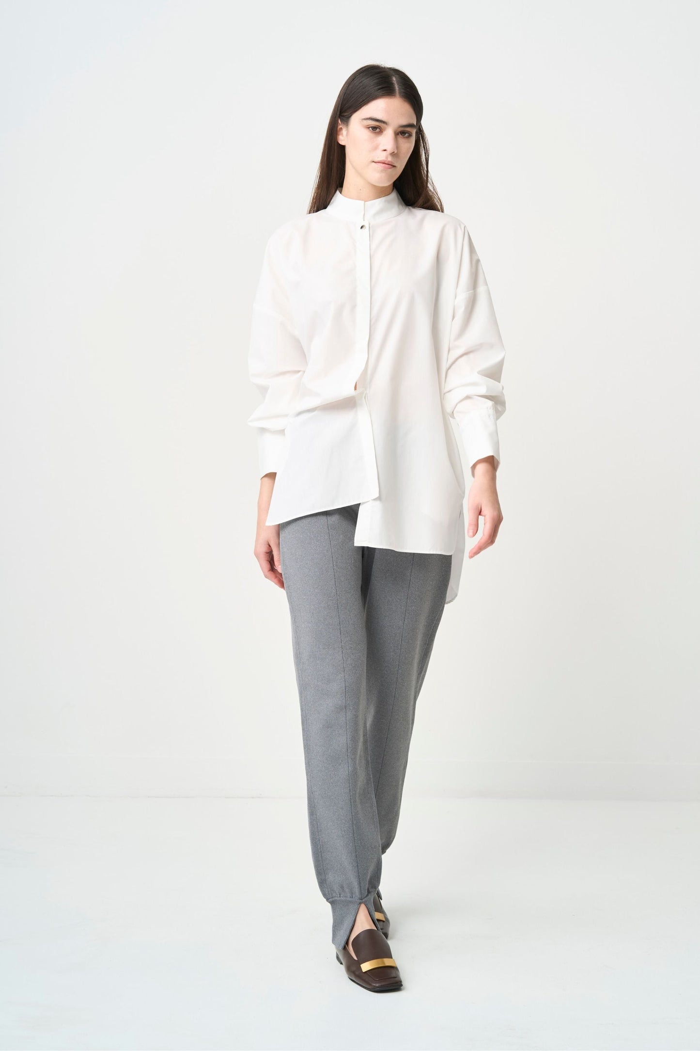 STAND-UP COLLAR OVER SHIRT - WHITE
