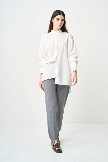 STAND-UP COLLAR OVER SHIRT - WHITE