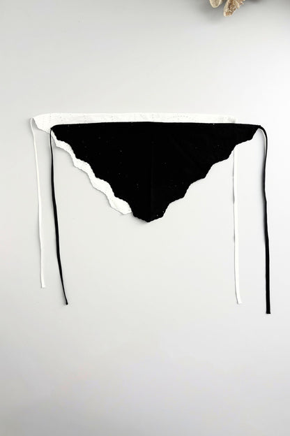 Cotton Lace Triangle Scarf - BLACK・WHITE