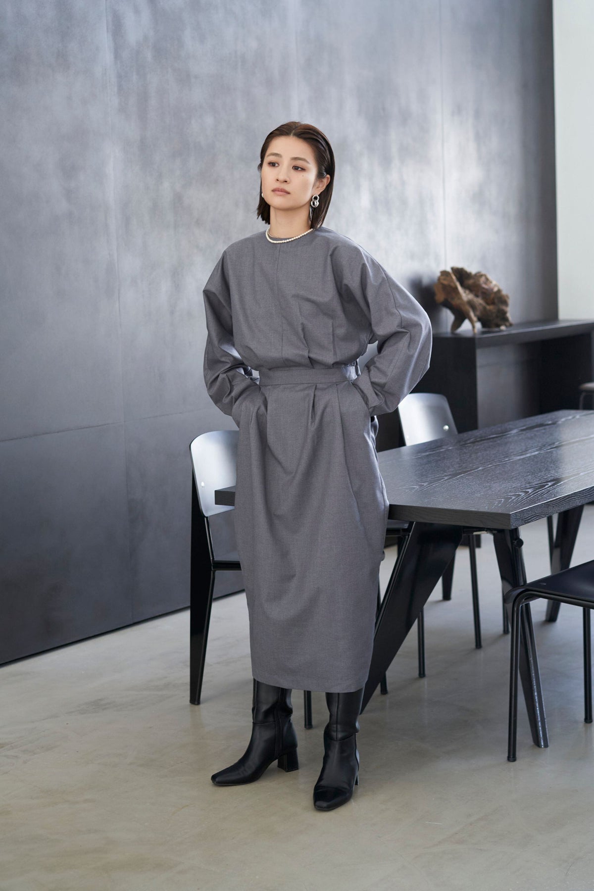 Rhombus Cocoon One piece - GRAY