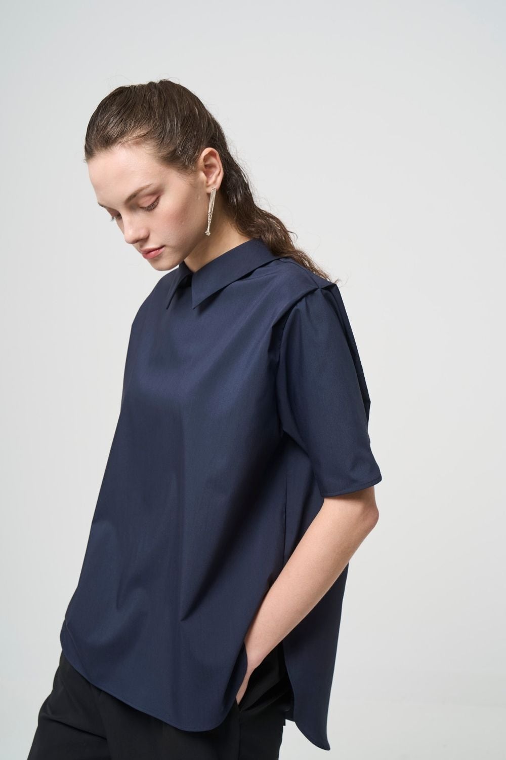 2way Collar Blouse - NAVY