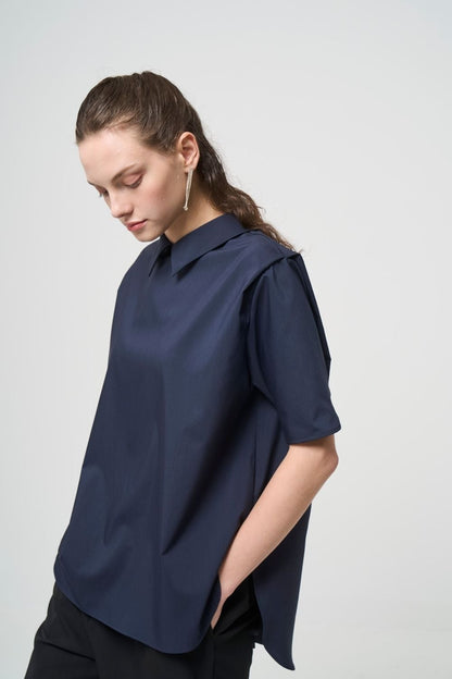 2way Collar Blouse - NAVY