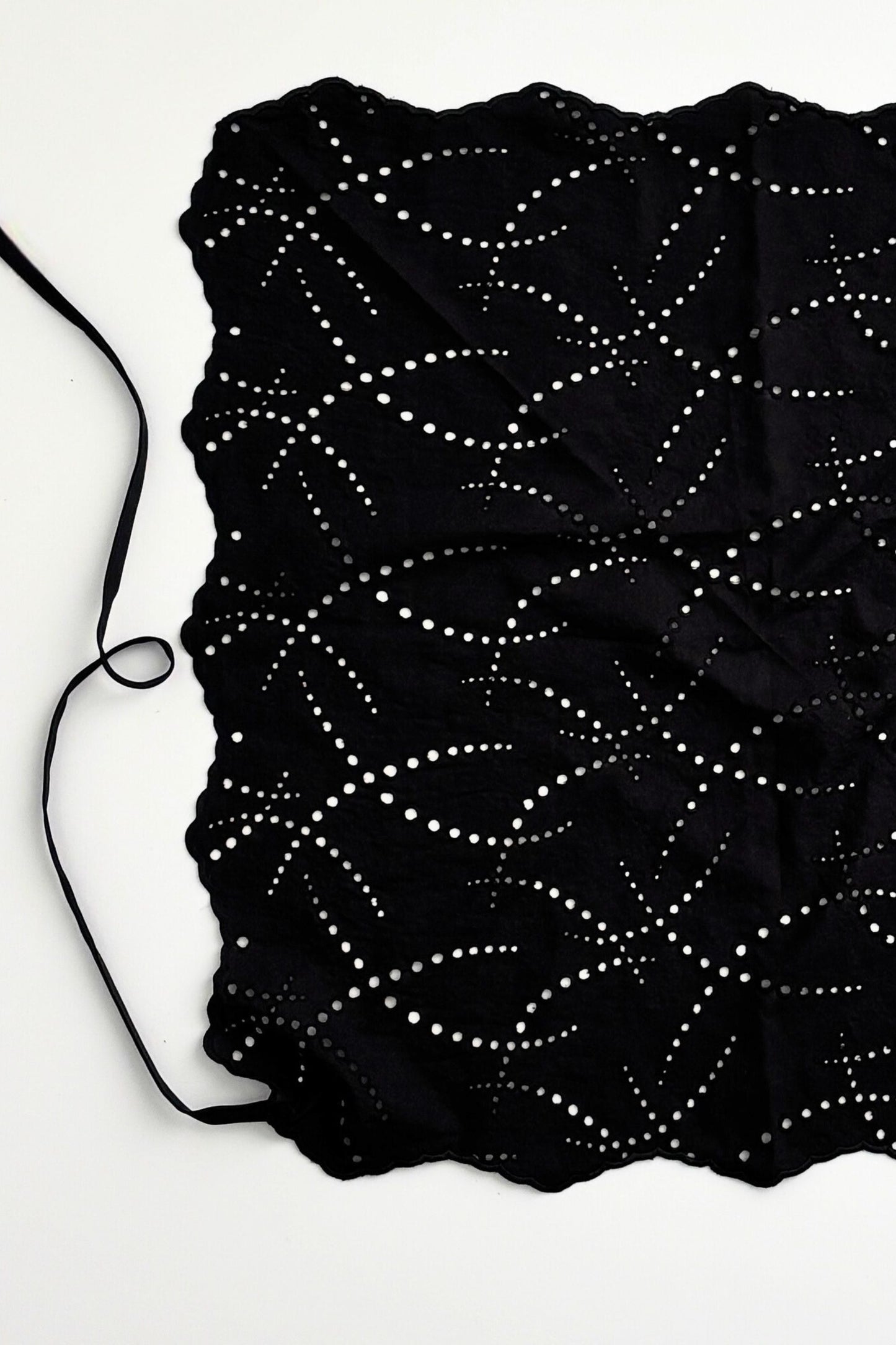 Cotton Lace Triangle Scarf - BLACK・WHITE