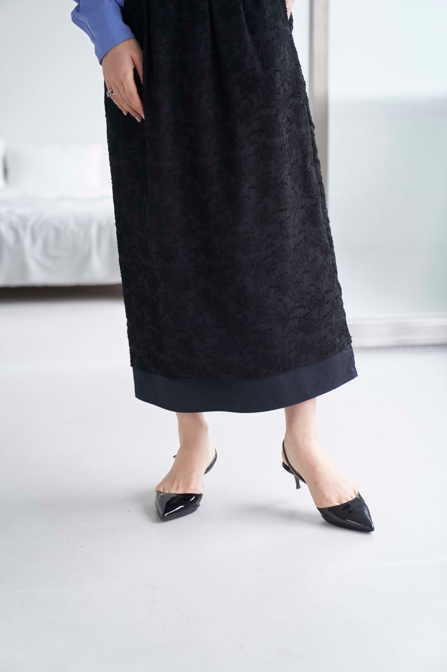 Rain Jacquard Skirt - BLACK