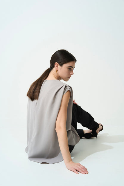 Shoulder Gather Pullover - PISTACHIO GREEN