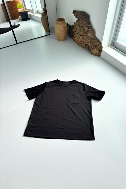 Minimal Pocket Silket T-shirts - BLACK・WHITE・DARK GRAY