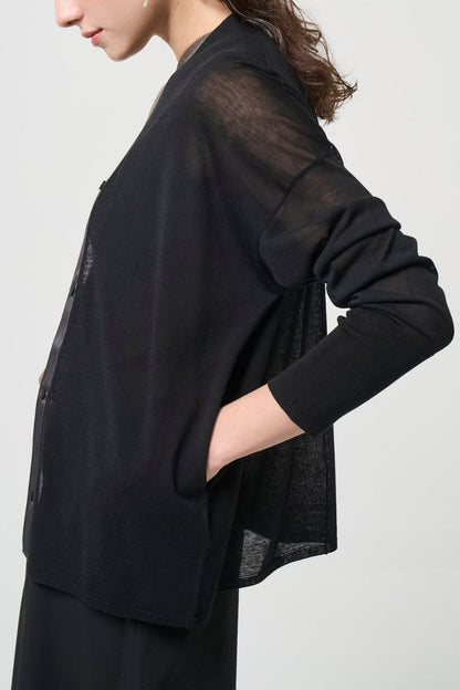 Breathable Cotton Cardigan - BLACK