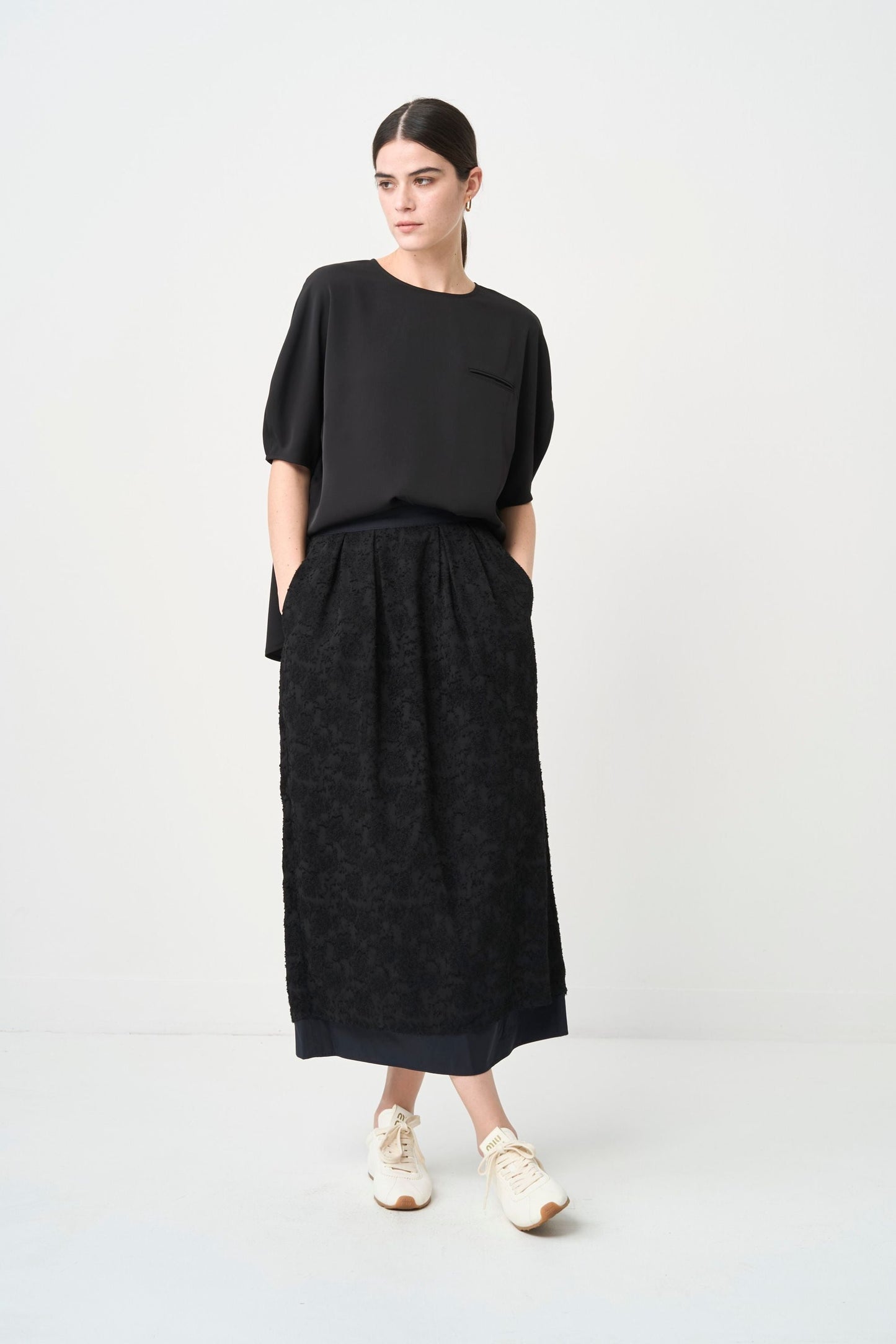 Rain Jacquard Skirt - BLACK