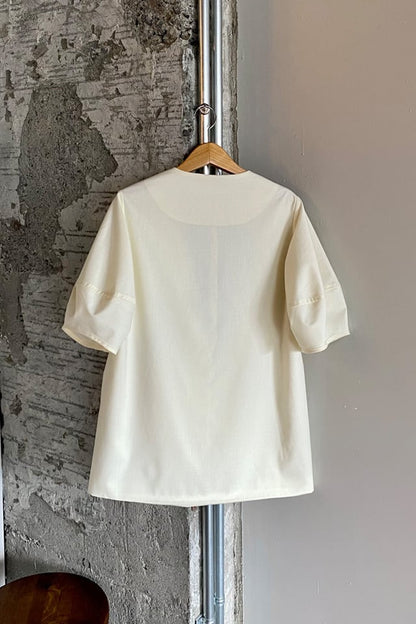 Short Sleeves Cubic Jacket - WHITE