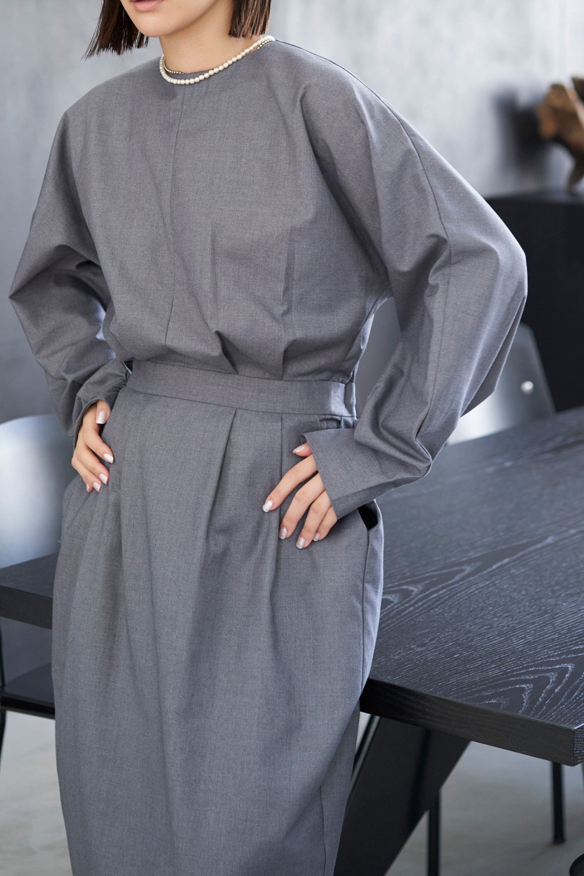 Rhombus Cocoon One piece - GRAY