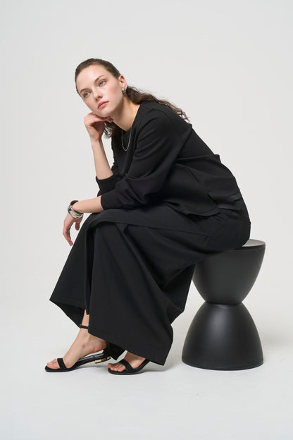 Smooth Gather Knit Skirt - BLACK