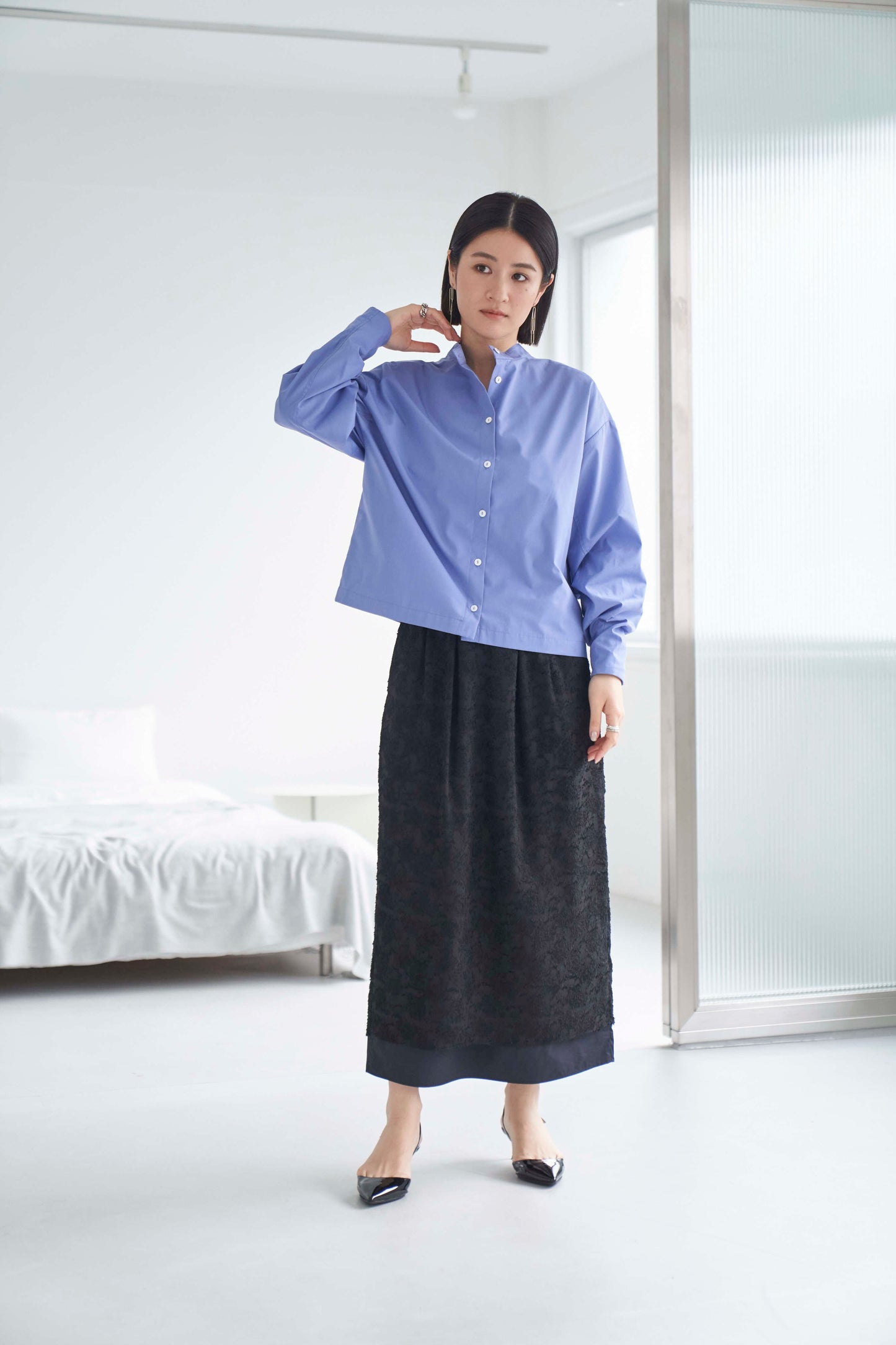 Rain Jacquard Skirt - BLACK