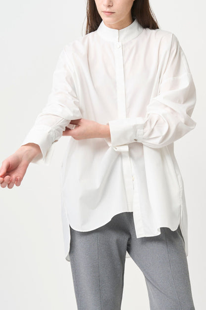 STAND-UP COLLAR OVER SHIRT - WHITE