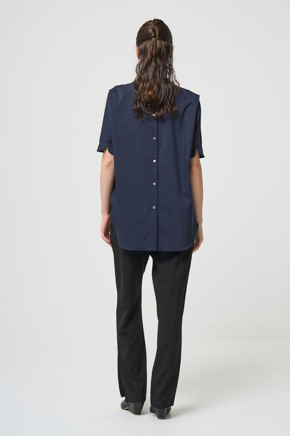 2way Collar Blouse - NAVY
