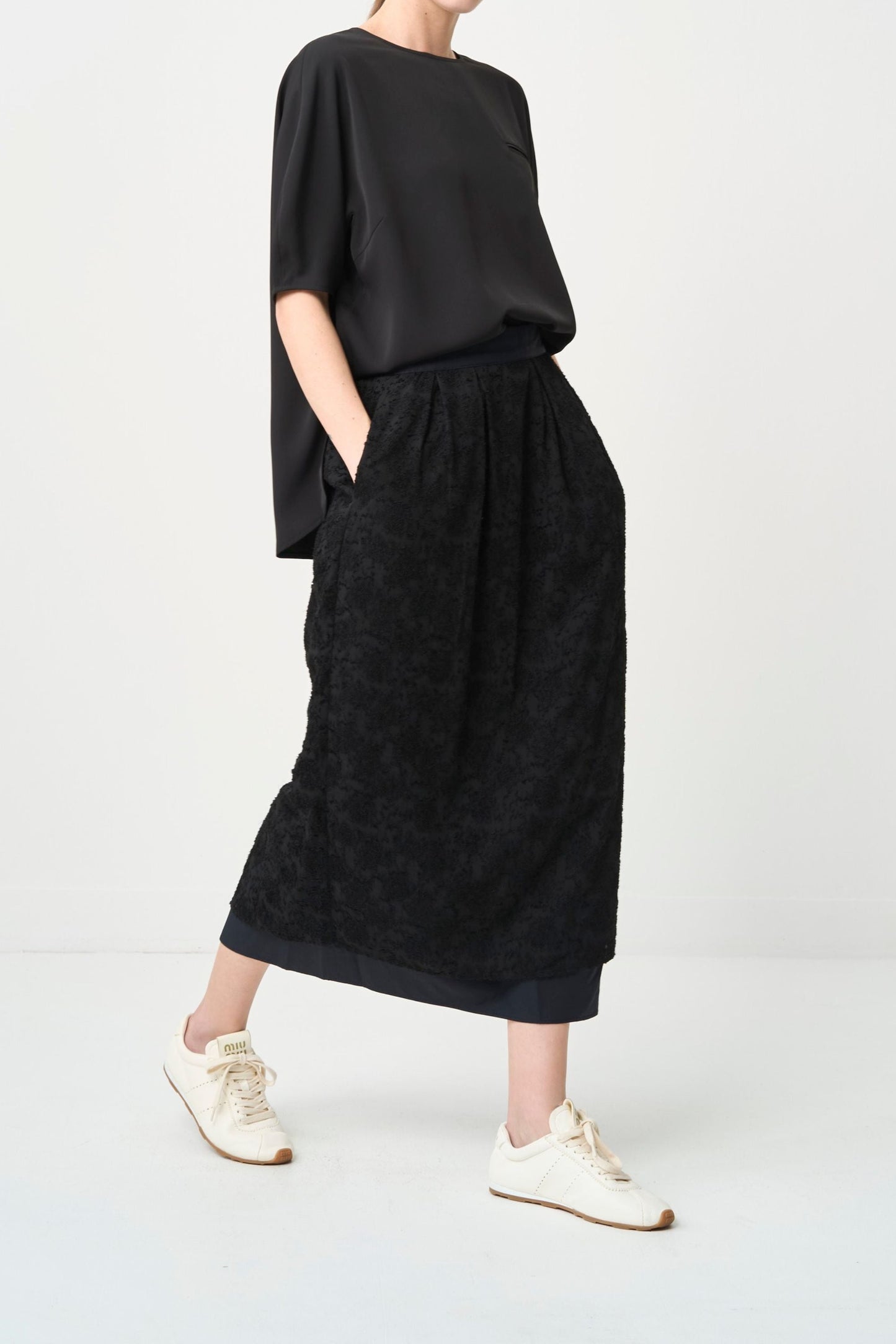 Rain Jacquard Skirt - BLACK