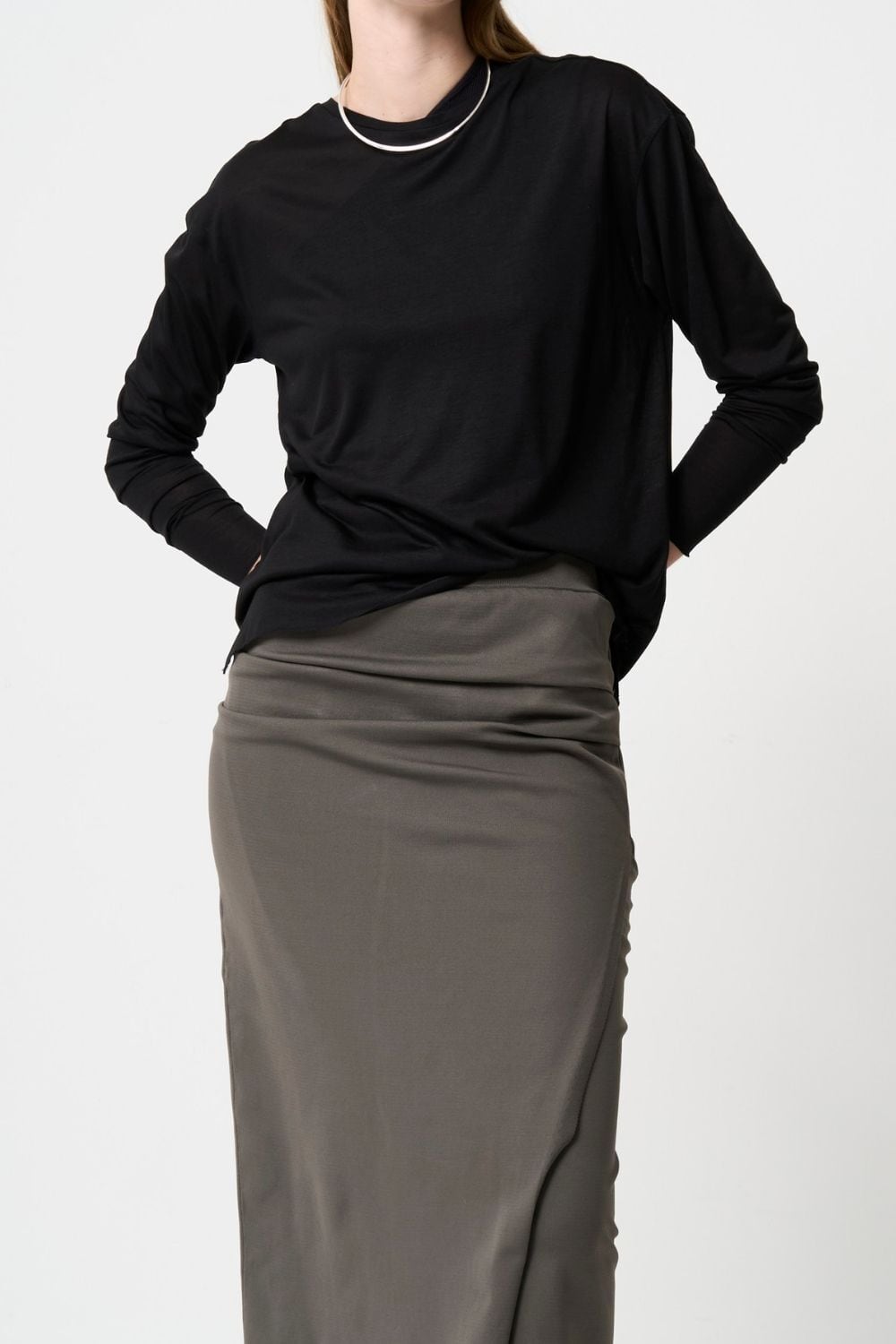 2way Sheer back open T-shirt - BLACK