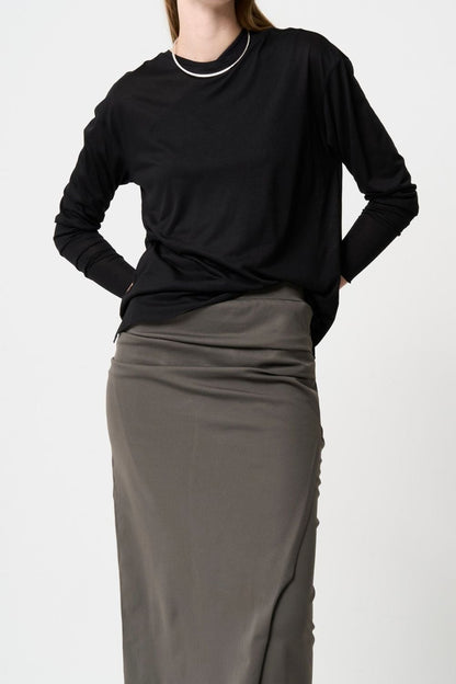 2way Sheer back open T-shirt - BLACK